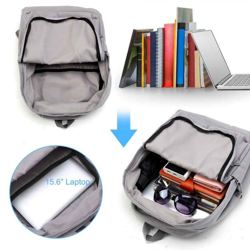Zicac Diy Canvas Backpack Daypack Satchel Backpack (Grey, with Side Pocket) - Image 4